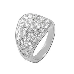 925 silver Pavé Leaf CZ Diamond Ring